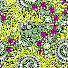 Hand draw seamless pattern floral elements. Arabic, oriental, indian motiv. Hand draw vector illustration