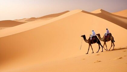 Fototapeta na wymiar A Camel Trekking Across A Desert Dune Upscaled 7