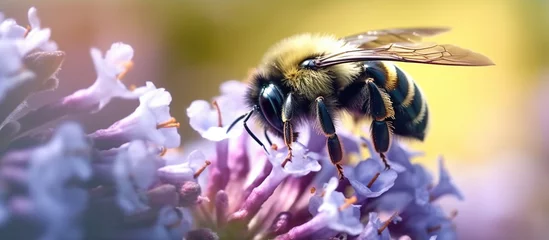 Wandaufkleber bee on lavender flowers © nahij