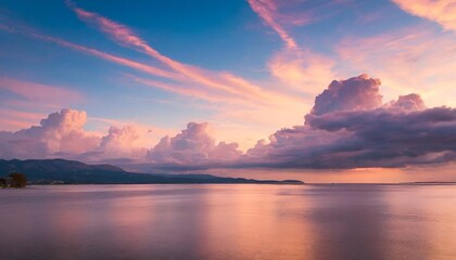Fototapeta na wymiar the sky at sunset pink clouds