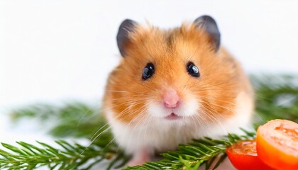 cute funny syrian hamster isolated on white selective focus on the hamster eyes