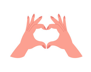 Two hands in the shape of a heart. Concept symbol of love, support, family, trust, romance. Vector illustration in flat style