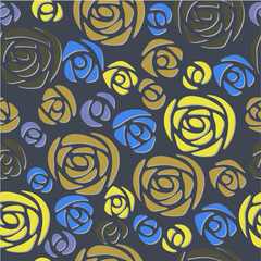 Hand draw seamless pattern floral elements. Hand draw vector illustration