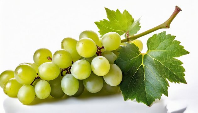 single green grapes bunch isolated on white background