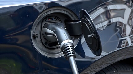 Close-Up Electric Car Charging Port Eco-Friendly Alternative Energy Transportation Concept