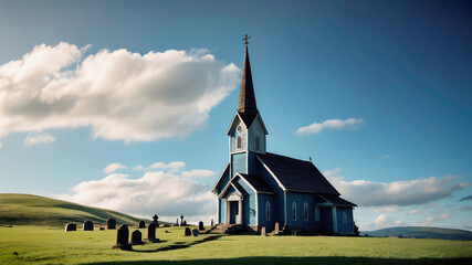 Fototapeta na wymiar Quietude in Eternity: The Serene Valley Chapel
