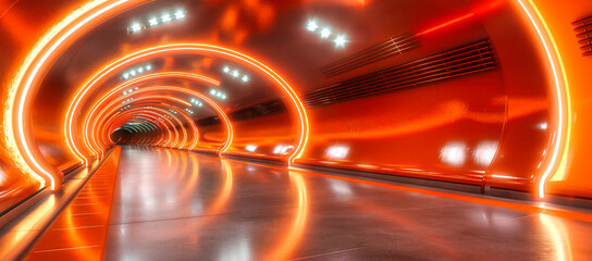 Modern tunnel with a focus on speed and urban transportation, illustrating the fast pace of city...