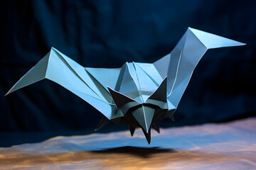 Paperstyle origami manta ray, manta ray underwater animal, manta ray