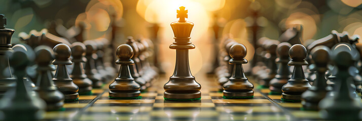 Group of Chess Pieces on Chess Board