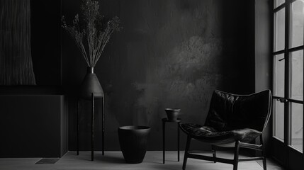 A timeless tableau in shades of charcoal, capturing the essence of refined elegance with its understated allure.