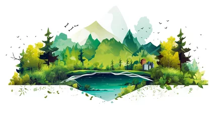 Foto op Canvas green Eco Earth with green forest ecology concept ,vector illustration  © Muhammad