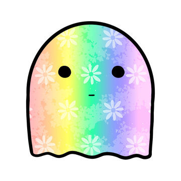 Fantasma floreado en arco&iacute;ris, contorno en negro