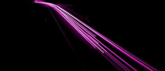 violet car lights at night. long exposure