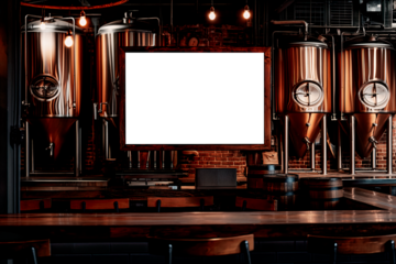 Horizontal frame mockup in dark brewery bar interior