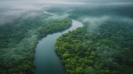 River Flowing Through Lush Green Forest