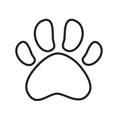 Animal paw print simple line symbol, vector icon for user interface.