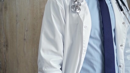 Professional doctor in white lab coat with stethoscope