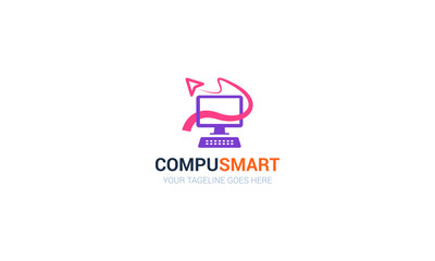 Illustration modern computer logo design template
