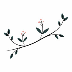 Branch with Leaves Branch Underline Vector Illustration