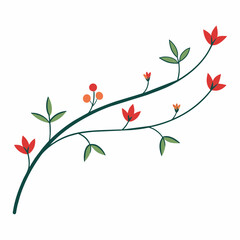 Branch with Leaves Branch Underline Vector Illustration