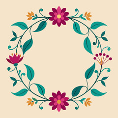Flower Border Frame Vector Illustration
