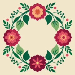Sierkussen Flower Border Frame Vector Illustration © Muhammad