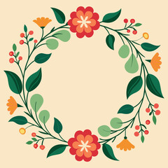 Flower Border Frame Vector Illustration