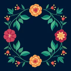 Rolgordijnen Flower Border Frame Vector Illustration © Muhammad