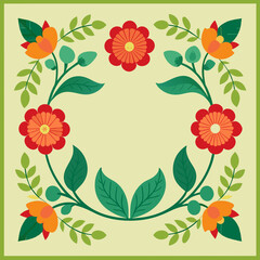 Flower Border Frame Vector Illustration