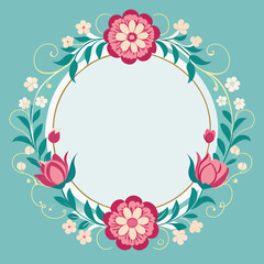 Flower Border Frame Vector Illustration