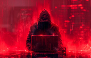 Hacker in front of his computer committing digital cybercrime.5