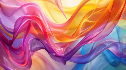 Fluid motion curves in a multicolored swirly ribbon design, embodying abstract wave blobs for a dynamic background - obrazy, fototapety, plakaty