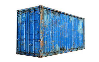 Blue shipping container on white background,png