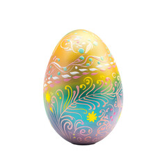 rainbow-colored easter egg with intricate ornament on a transparent background