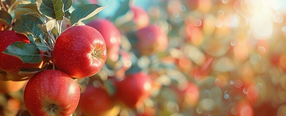 Red Apples Hanging From a Tree - obrazy, fototapety, plakaty