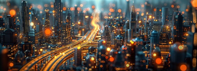 Obraz premium Glowing Metropolis