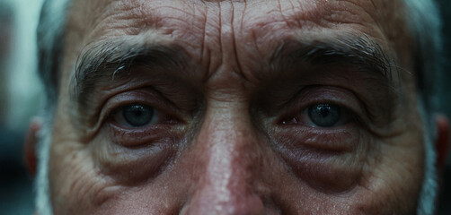 close-up face and eyes, sadness and hopelessness, tiredness or w - obrazy, fototapety, plakaty