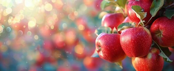 Red Apples Hanging From a Tree - obrazy, fototapety, plakaty