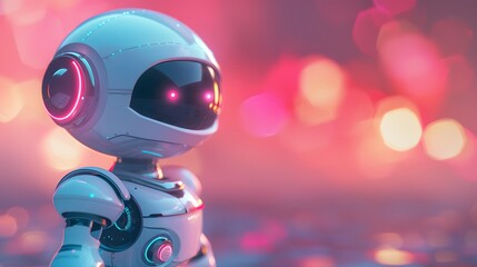 small cute robot on a cyber background