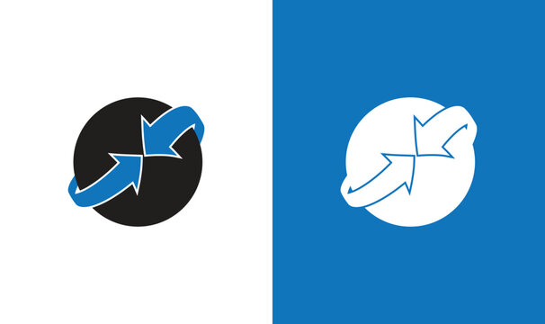 Letter o with two arrows business logo icon template