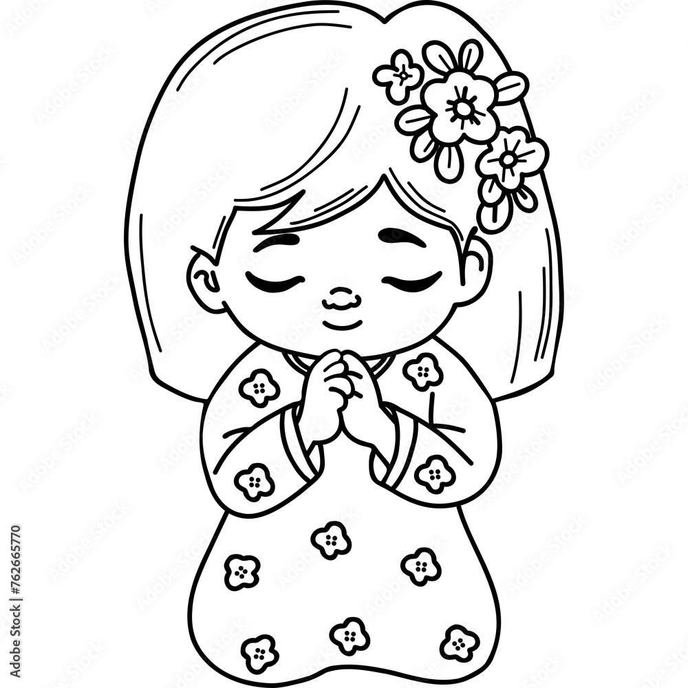 Sticker Cute praying girl - Stickers