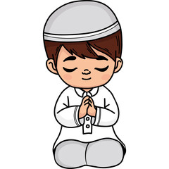 Praying Islamic little boy