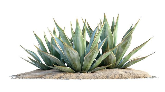 Agave bush on white background,png