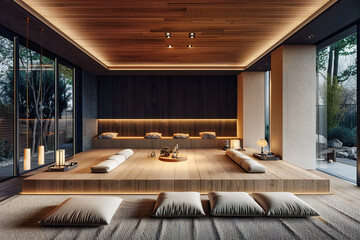 Luxurious modern interior with elegant furniture, highlighting sophistication and comfort in contemporary design