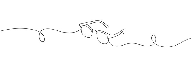 Glasses one continuous editable line. Eyeglasses icon minimalistic line vector illustration - obrazy, fototapety, plakaty