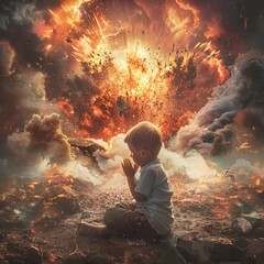 child war explosions fire fear