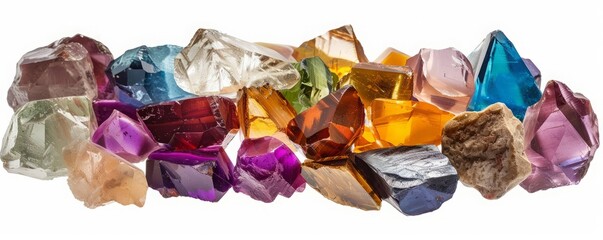 Colored stones with mirror on white background. - obrazy, fototapety, plakaty