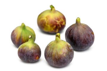 Isolated figs. One and a half fresh fig fruits isolated on white background 2