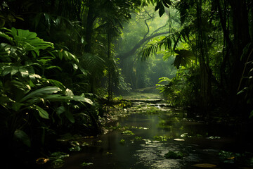 Jungle photo, green jungle, deep jungle, plants in the jungle