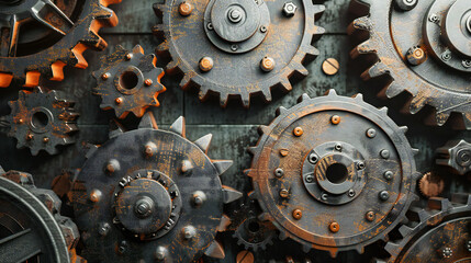 Intricate Mechanics: Close-Up of Gears, Showcasing the Beauty and Precision of Mechanical Engineering